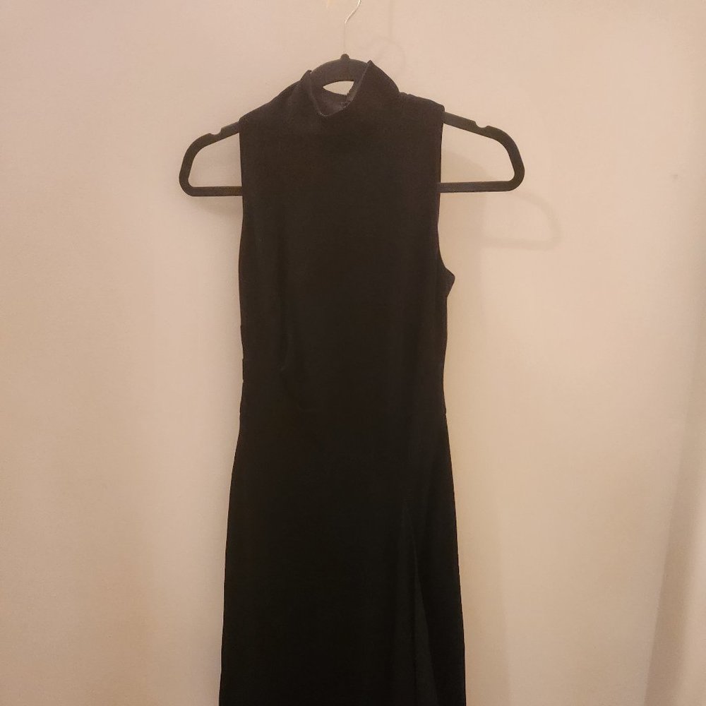 WH|BM Sleeveless, Black, Asymmetrical Cocktail Dress